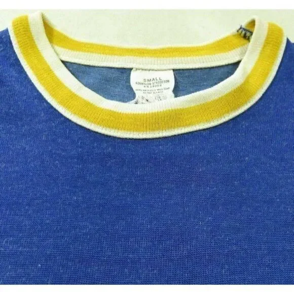 Vintage 50s ZTA Zeta Tau Alpha Jersey TShirt S Blue Sorority Fraternity Applique - Picture 4 of 5